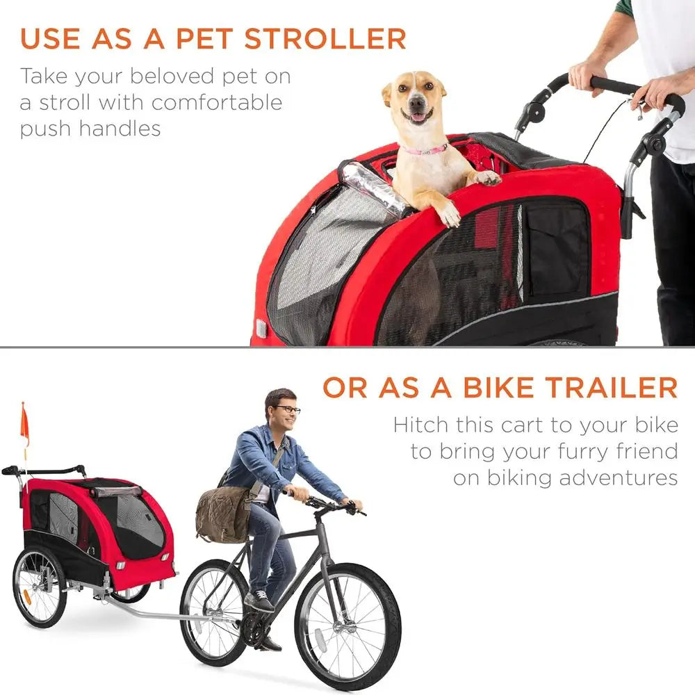Sturdy Dog Bike Trailer And Stroller With Independent Suspension