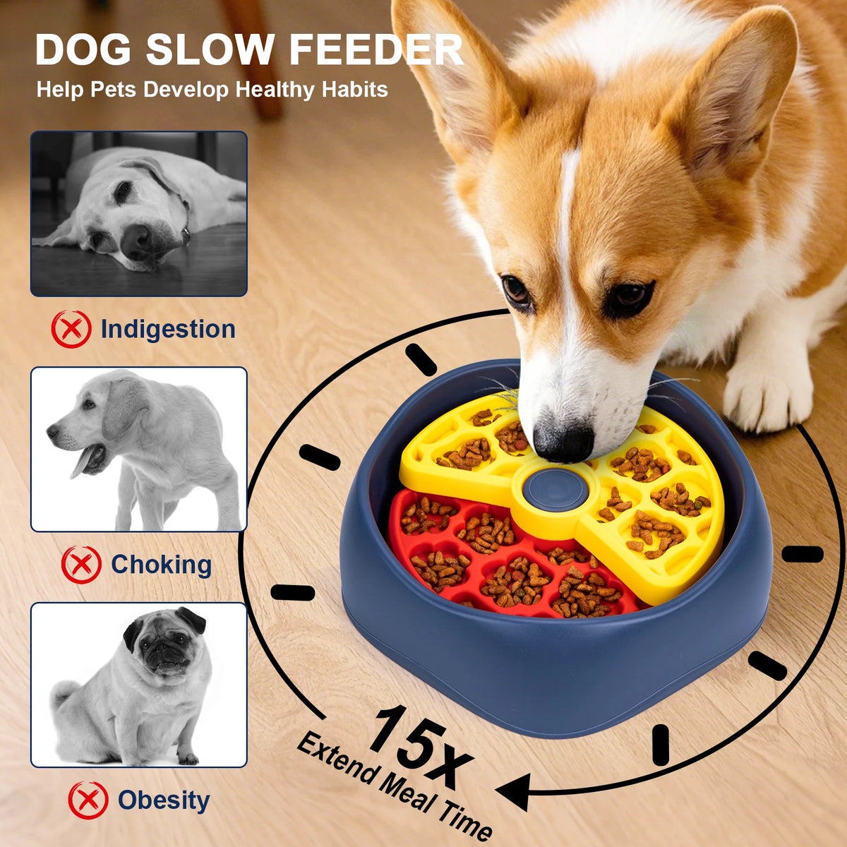 Interactive Three Layer Puzzle Slow Feeder Bowl for Dogs