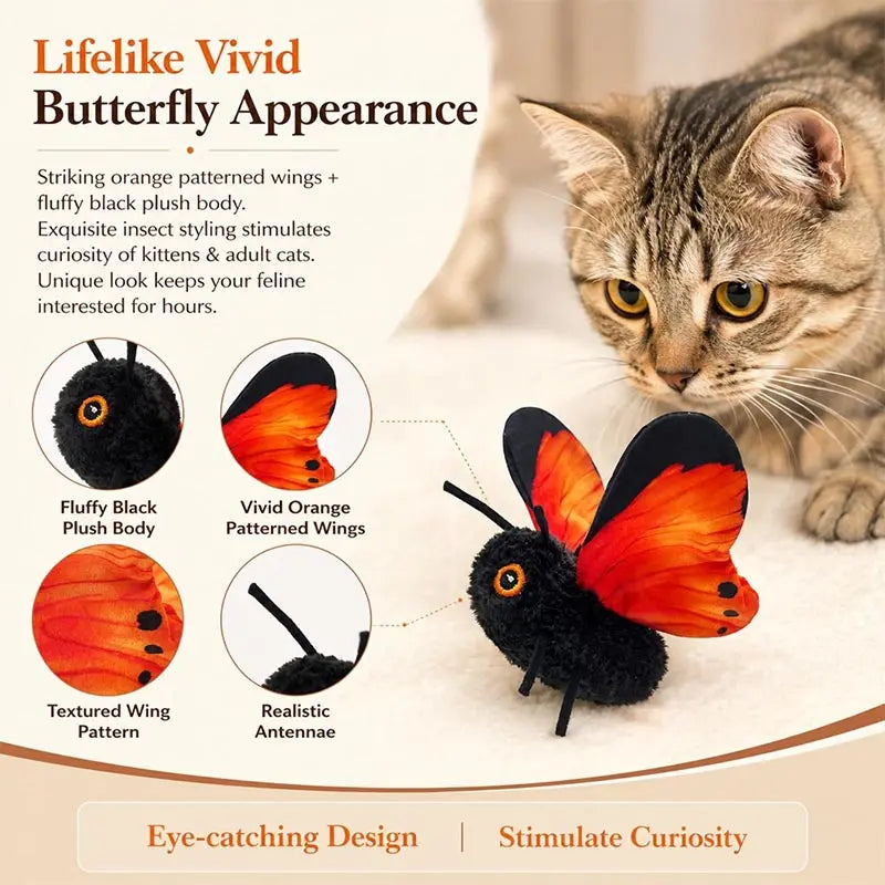 Interactive Flapping Butterfly Cat Toy With Realistic Motion