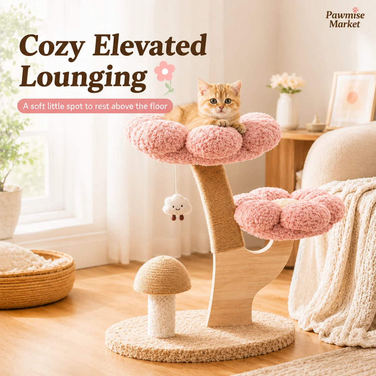 Indoor Plush Cat Tree With Sisal Scratching Post For Kittens