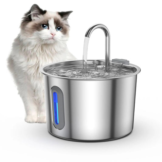 Stainless Steel Pet Water Fountain With Filter And Quiet Pump