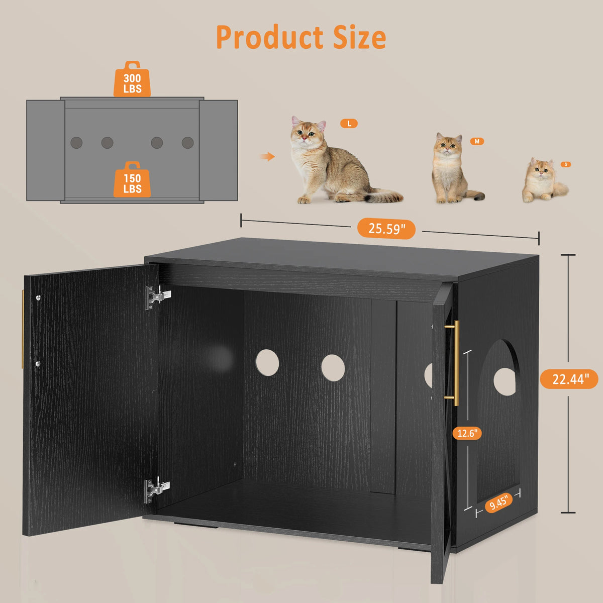 Multi-Functional Hidden Cat Litter Box Enclosure - Wooden Cat Furniture with Barn Doors, Spacious Washroom Cabinet & End Table for Indoor Living Room or Bedroom - Modern Design