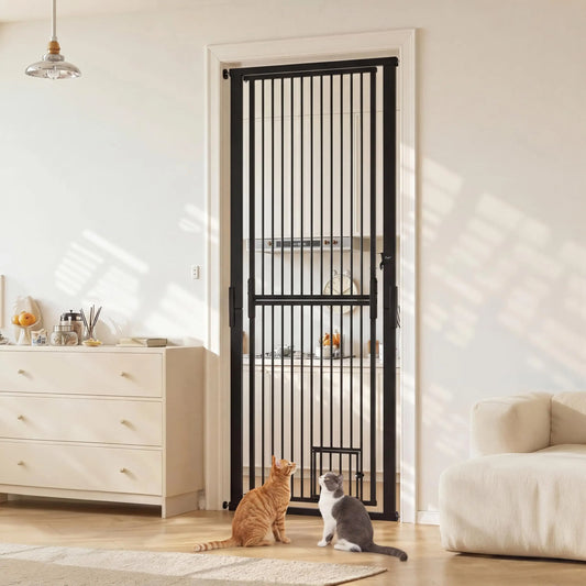 HiMISS Adjustable Pressure Mounted Cat Gate With Entry Door