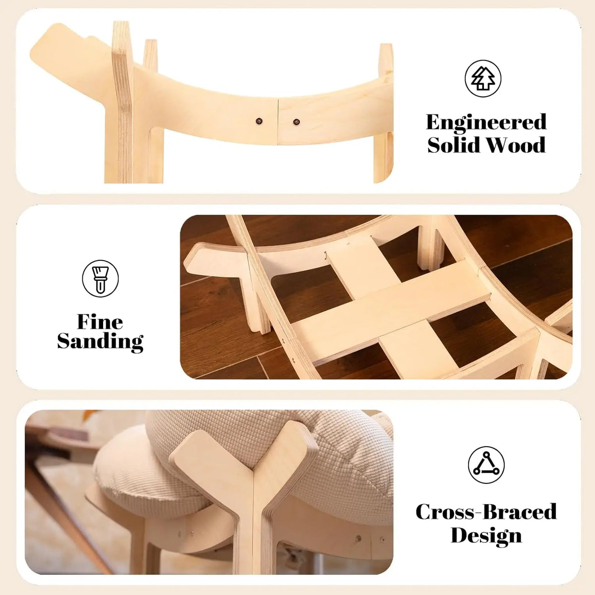 Elevated Wooden Cat Bed With Fluffy Cushion And Pet Lounge