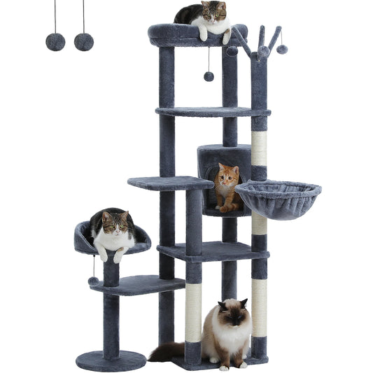 PEQULTI Multi Level Cat Tree With Hammock And Scratching Posts