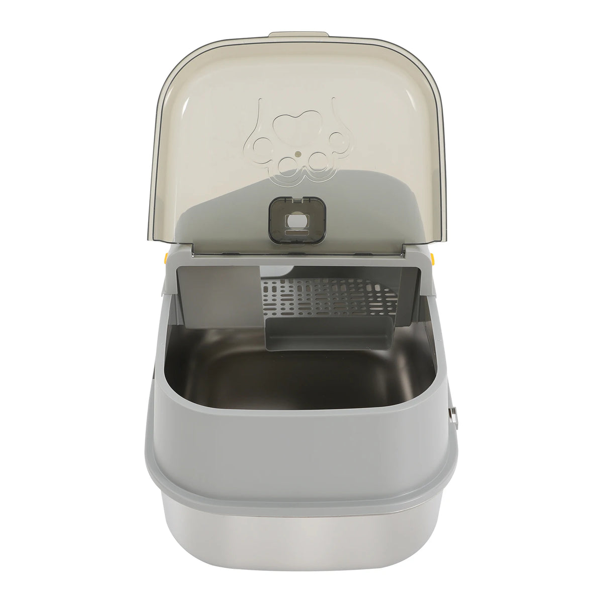 3-in-1 Convertible Cat Litter Box 7.93Gal, Stainless Steel Litter Box with Tracking Corridor & Top Window 30L for Adult Cats