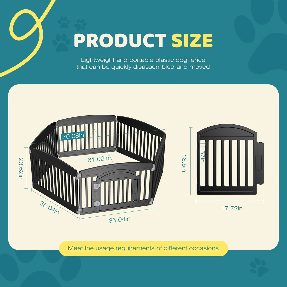 JHK Plastic Dog Playpen Six Panel Expandable Portable Pet Fence