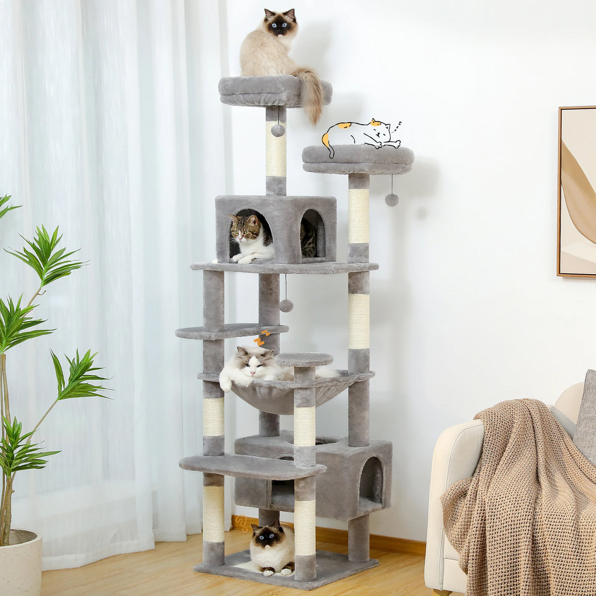 Pawz Road Cat Tree With Sisal Scratching Posts And Hammock