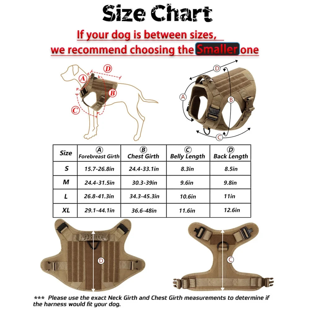 Adjustable Nylon Tactical Dog Harness And Collar Set