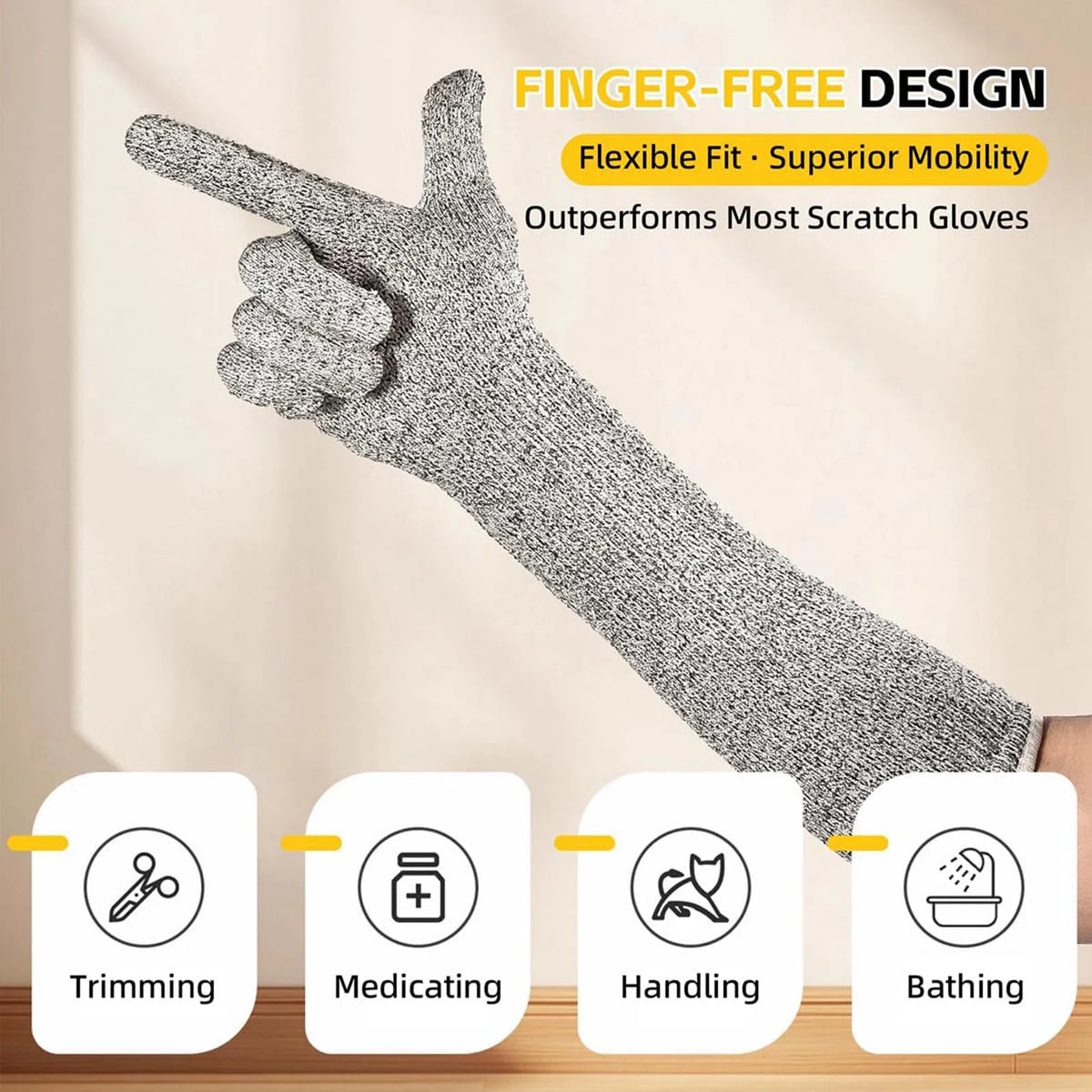 Scratch Resistant Pet Grooming Gloves For Cat Dog Nail Care