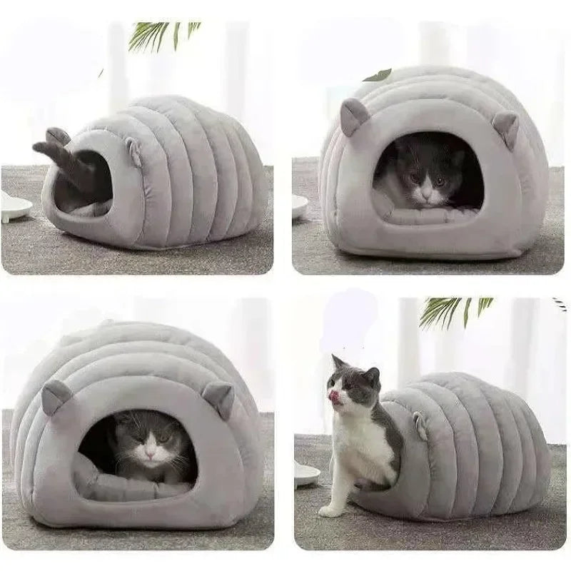 Winter Warm Fully Enclosed Cotton Cat Kennel Sleeping Bed
