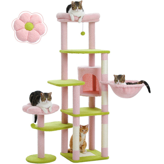 P Equlti Multi Level Cat Tree With Scratching Posts And Hammock