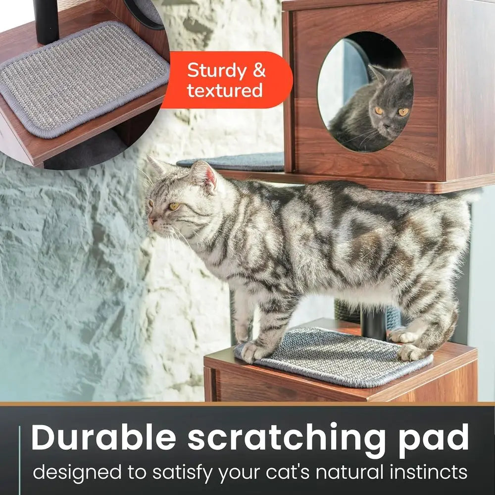 Decorative Wooden Cat Tree And Scratching Post For Indoor Cats