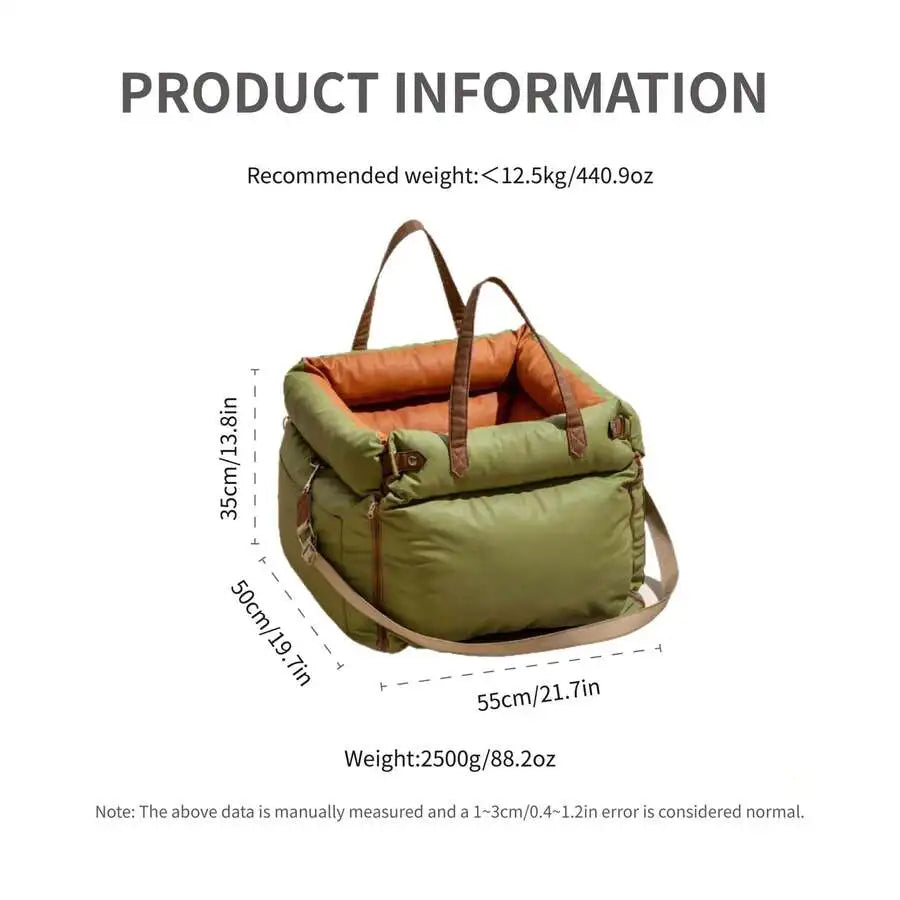 Detachable Pet Car Seat Cover With Portable Travel Dog Bed