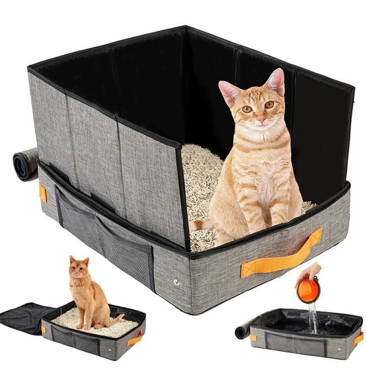 Portable Foldable Cat Litter Box Waterproof Travel Pet Toilet Tray