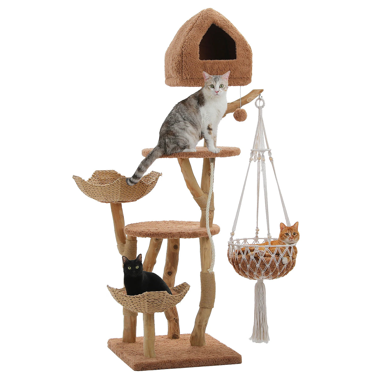 Pawz Road Modern Cat Tower Featuring Swing Hammock And Baskets