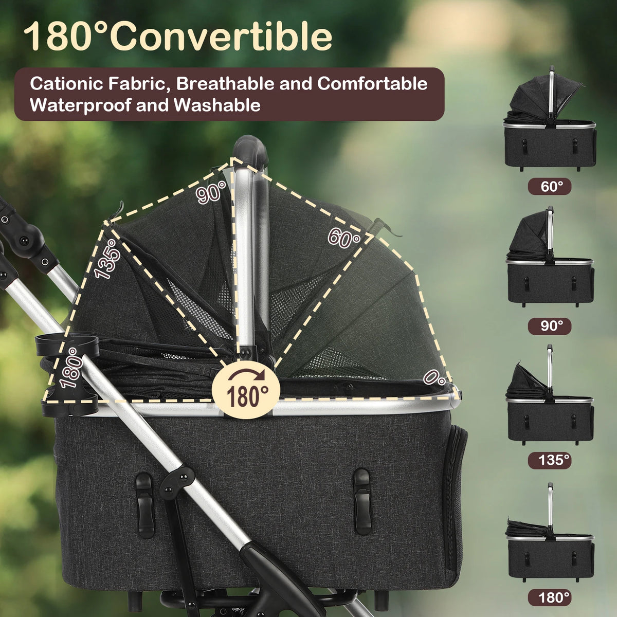 Lightweight Pet Stroller With Quick Fold Design And Detachable Carrier