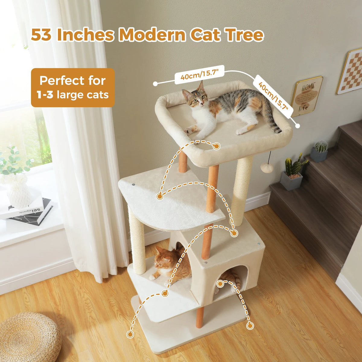PAWZ Road Multi Tier Cat Tree With Sisal Scratching Posts
