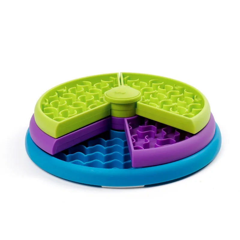 Rotating Tray Slow Feeder Dog Bowl Anti‑Tipping Anti‑Gulping Non‑Slip Pet Slow Eating Food Basin Feeding Dish for Small Dogs Pup