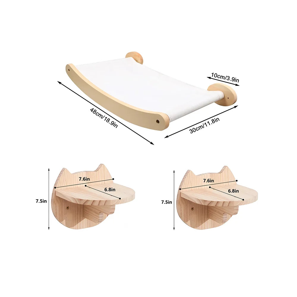 CWV Wall Mounted Cat Hammock With Sisal Scratching Shelf