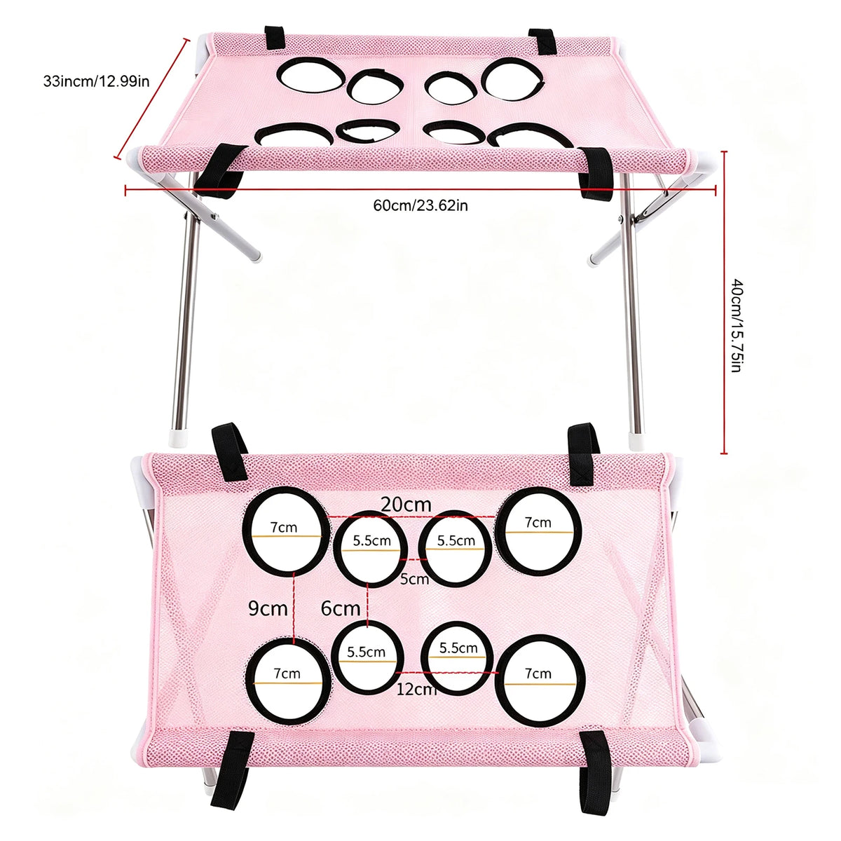 Pet Bathing Hammock with Eight Holes Foldable Pet Grooming Table Pet Washing Station for Picking Ears Nail Clipping Home