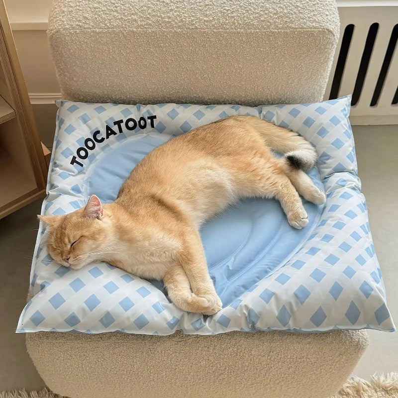 Summer Cooling Pet Bed Mat Breathable Ice Silk Cat Dog Sleeping Cushion Non-slip Pet Cooling Pad for Indoor Floor Pet Sleeping
