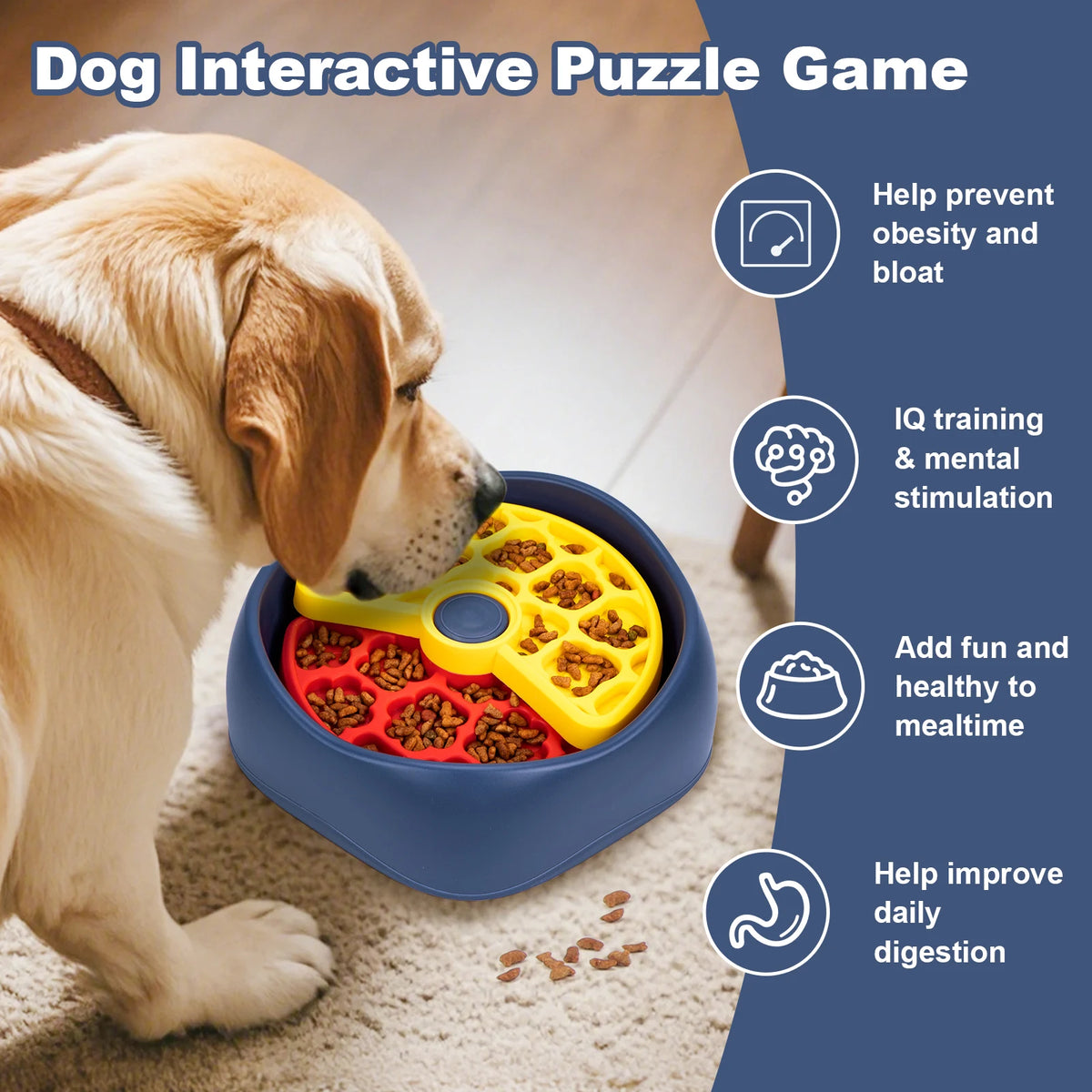 Interactive Three Layer Dog Puzzle Slow Feeder Bowl Anti Choking