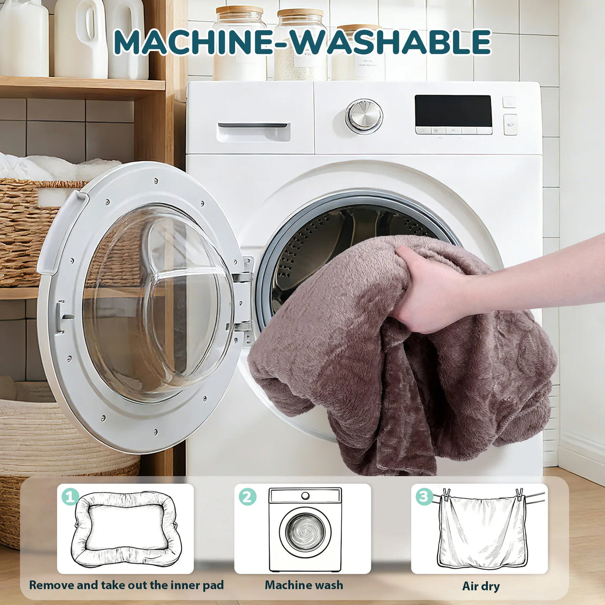 TOPINCN Portable Plush Dog Bed With Washable Blanket And Pocket