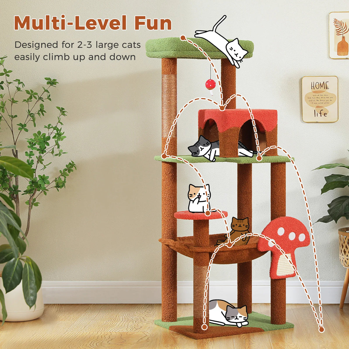 PAWZ Road Multi Tier Cat Tower With Scratching Posts Hammock