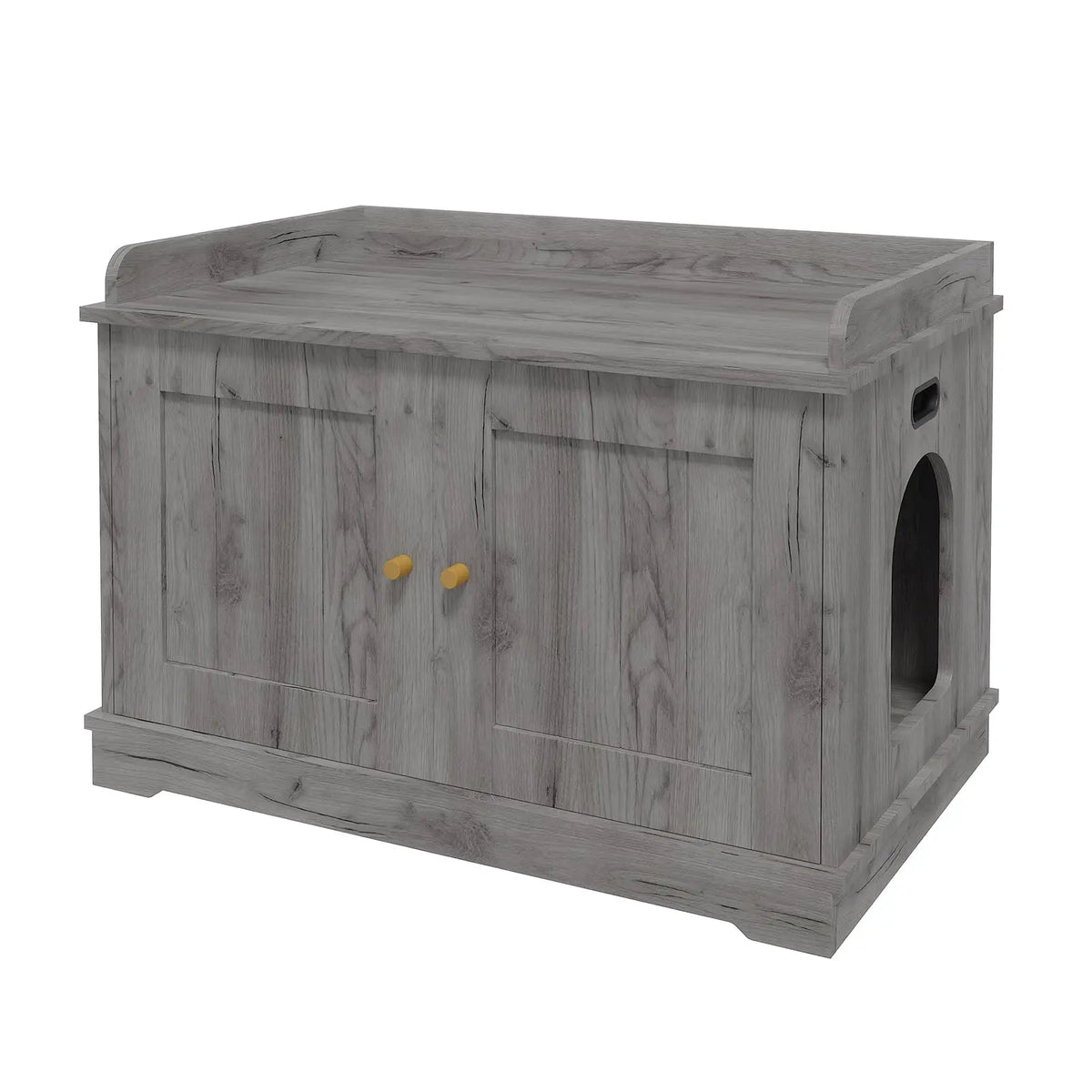 HiMISS Wooden Cat Litter Box Enclosure With Barn Door