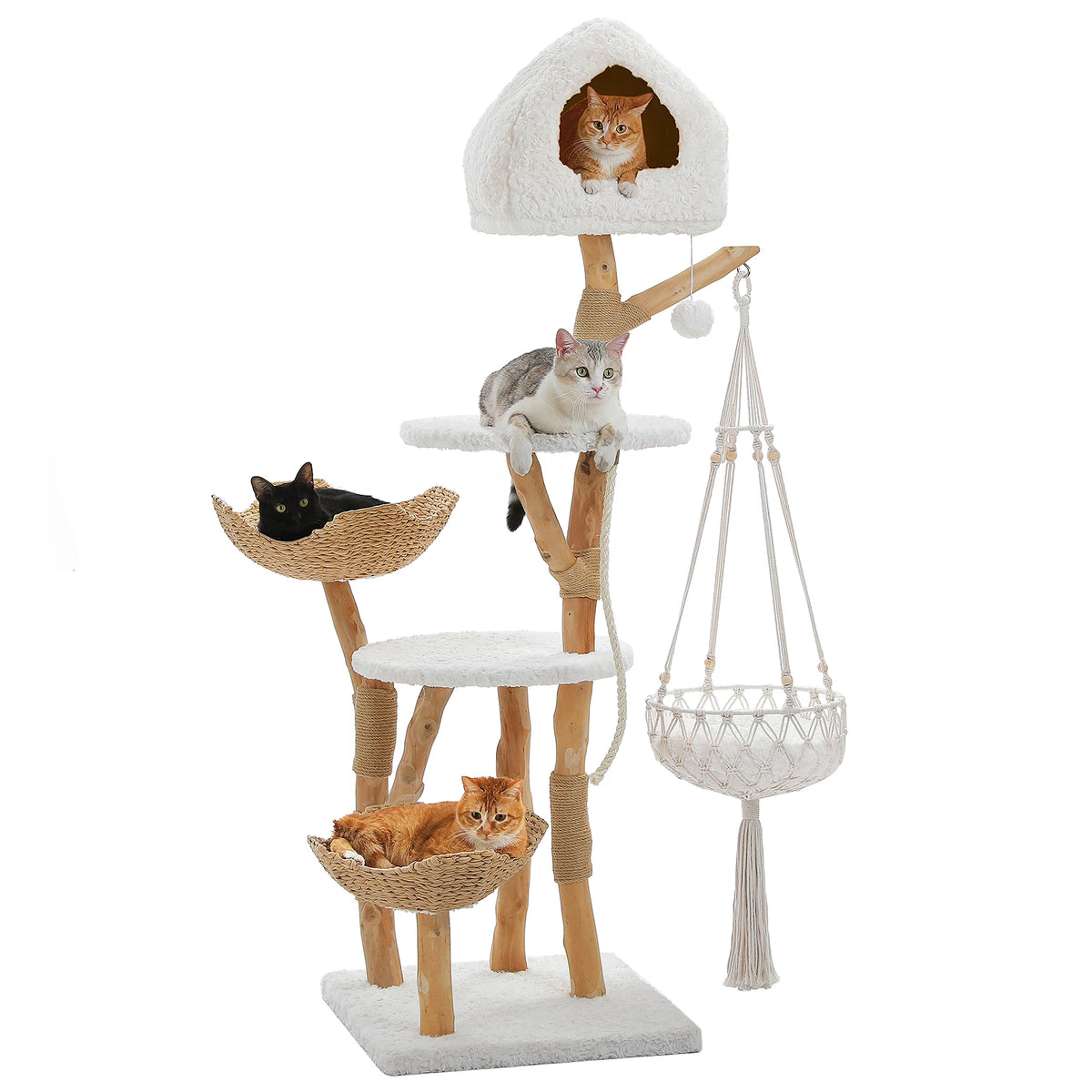 Pawz Road Modern Cat Tower Featuring Swing Hammock And Baskets