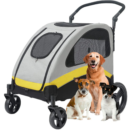 Four Wheel Foldable Dog Stroller For Large Pet Wheeled Carrier