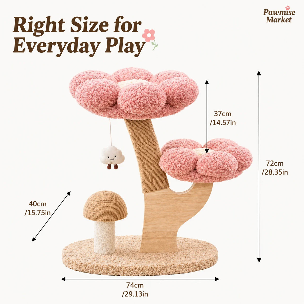 Indoor Plush Cat Tree With Sisal Scratching Post For Kittens