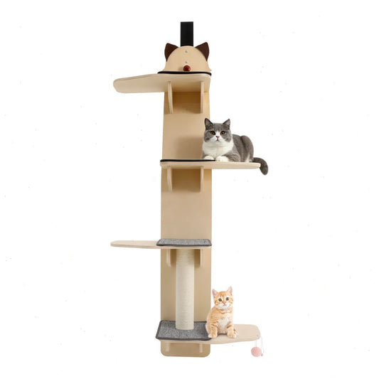 Door Hanging Cat Tree Multi Level Wooden Shelves For Cats