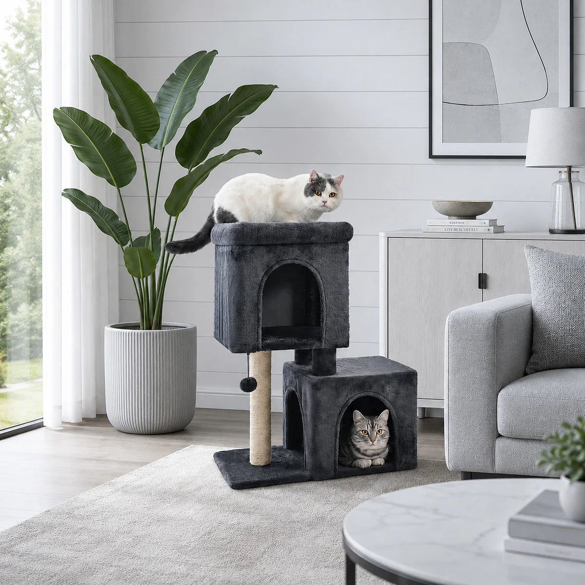 PAWZ Road Dual Condo Cat Tree With Sisal Scratching Post