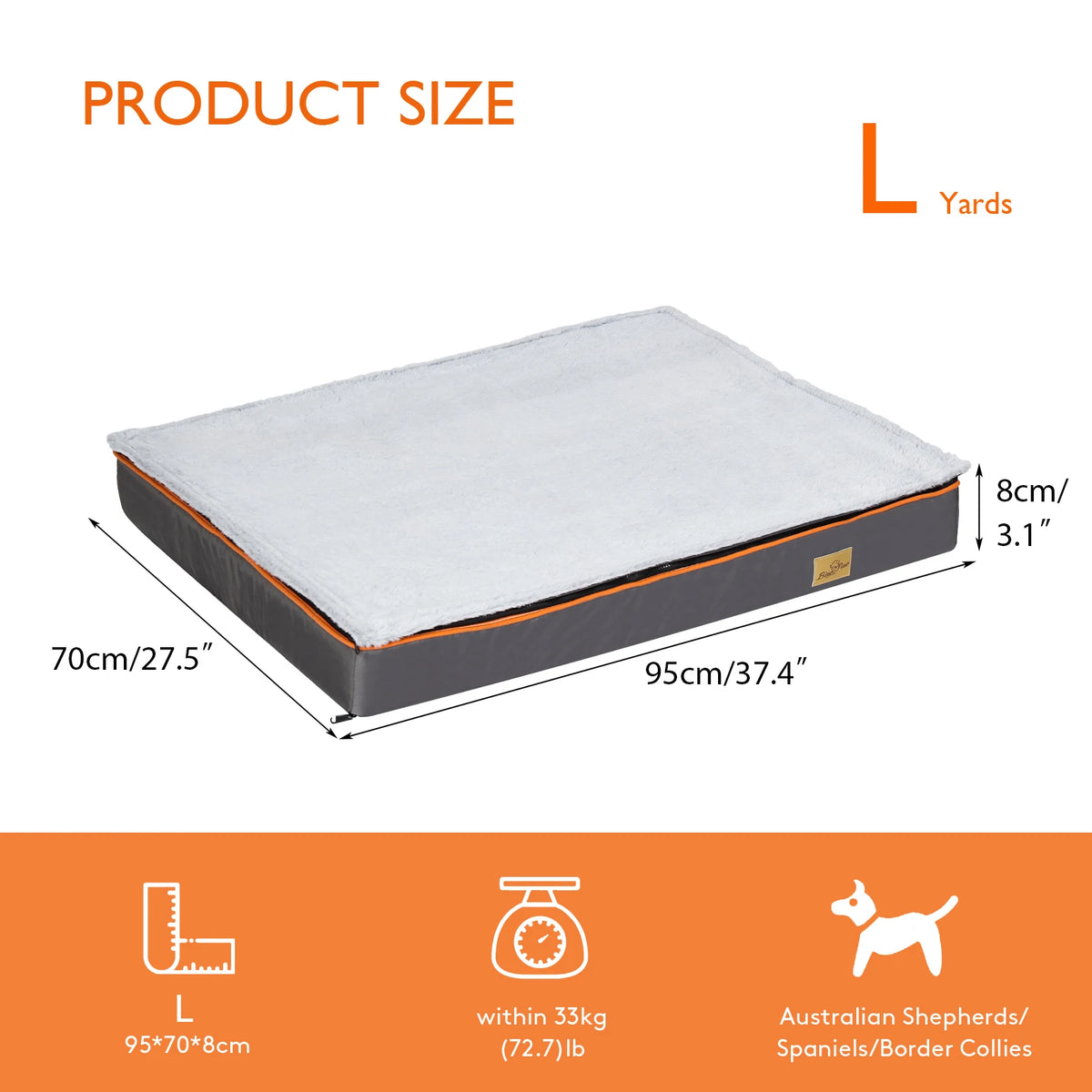 BINGOPAW Orthopedic Padded Dog Bed With Washable Cover Foam Cushion