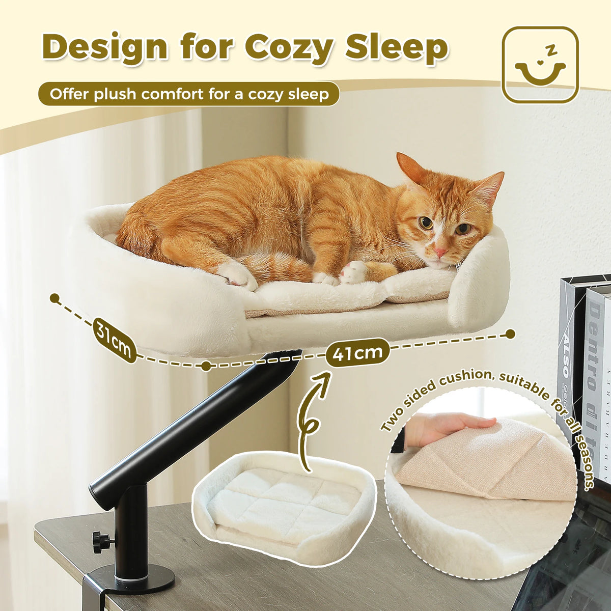PAWZ Road Rotatable Desk Cat Bed Stand Plush Hammock