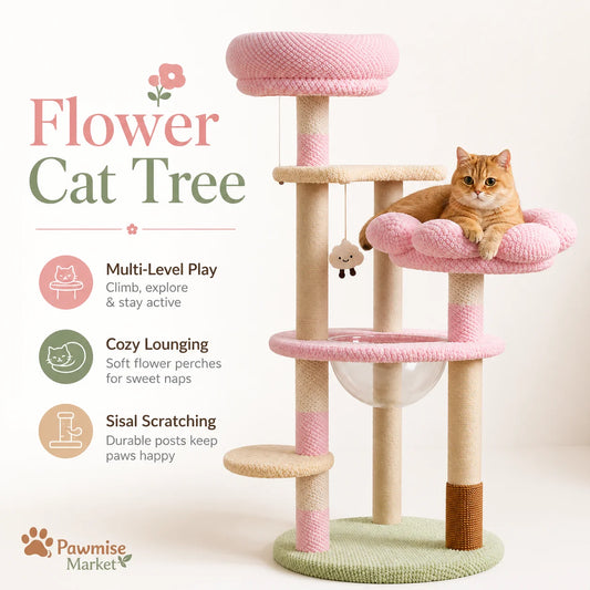 Multi Tier Cat Tree With Sisal Posts And Plush Perches