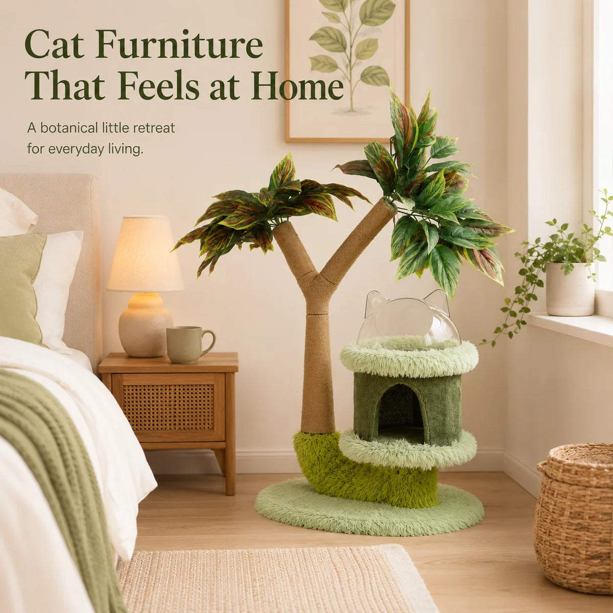 Double Tier Cat Tree With Sisal Rope Scratching Post