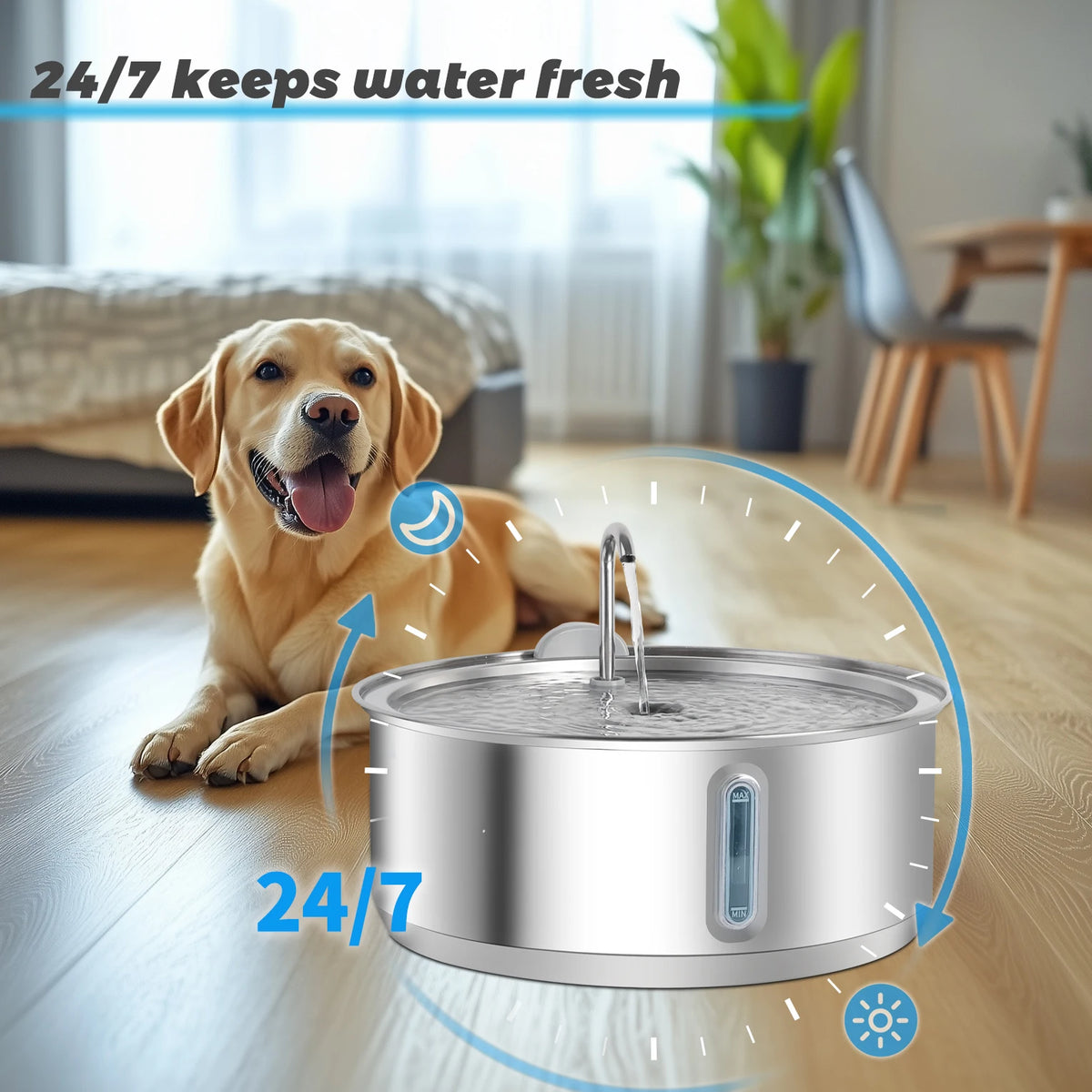 Stainless Steel Automatic Pet Water Fountain With Filter For Cats