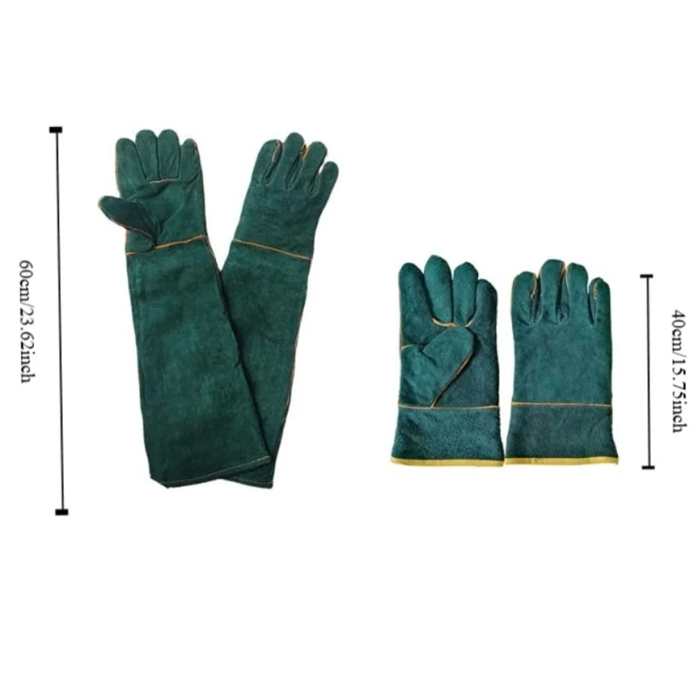Cowhide Cat Bite Resistant Wrestling Gloves for Pet Handling Protection