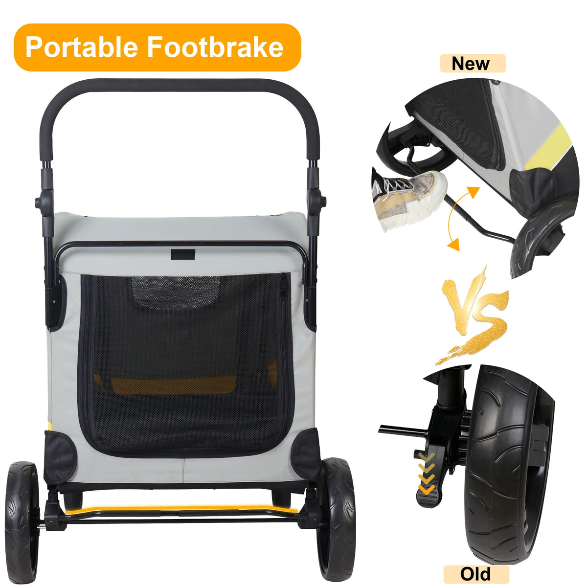 Premium Foldable Dog Stroller With Four Swivel Wheels For Pets