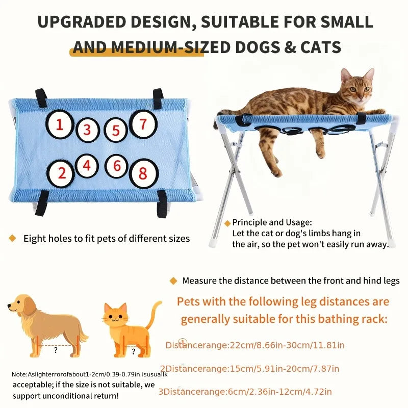 Pet Bathing Stand, Anti-Scratch Dog Cat Grooming Hammock, Small Pet Nail Clipping Holder Restraint Station for Dog Cat Bath