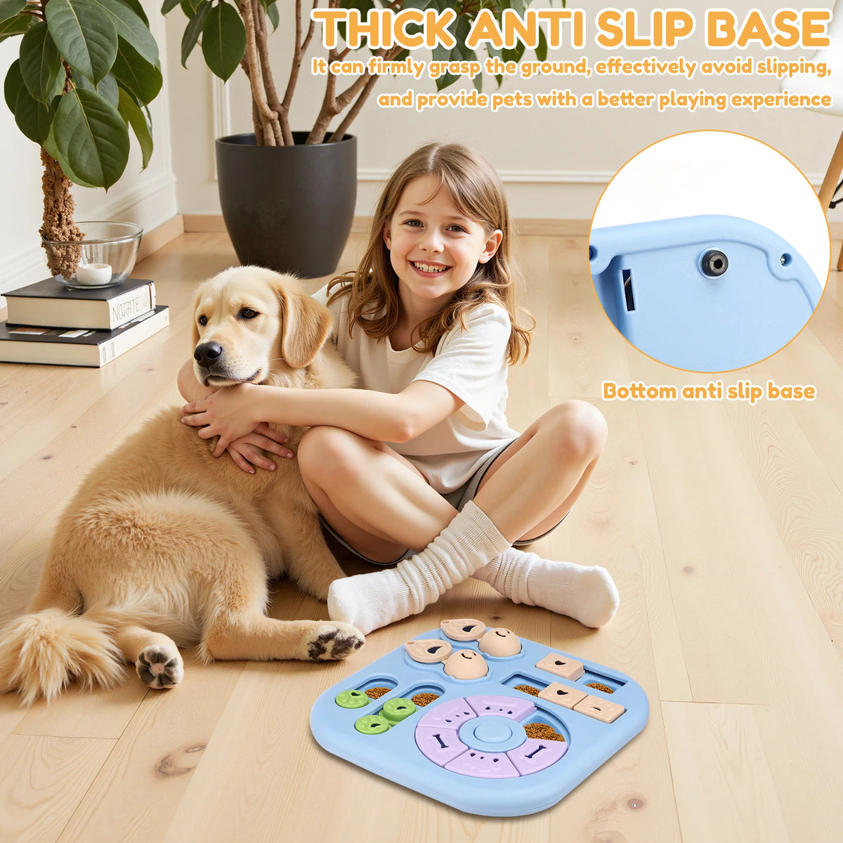 Dog Puzzle Toy Treat Dispenser Slow Feeder Non Slip Base