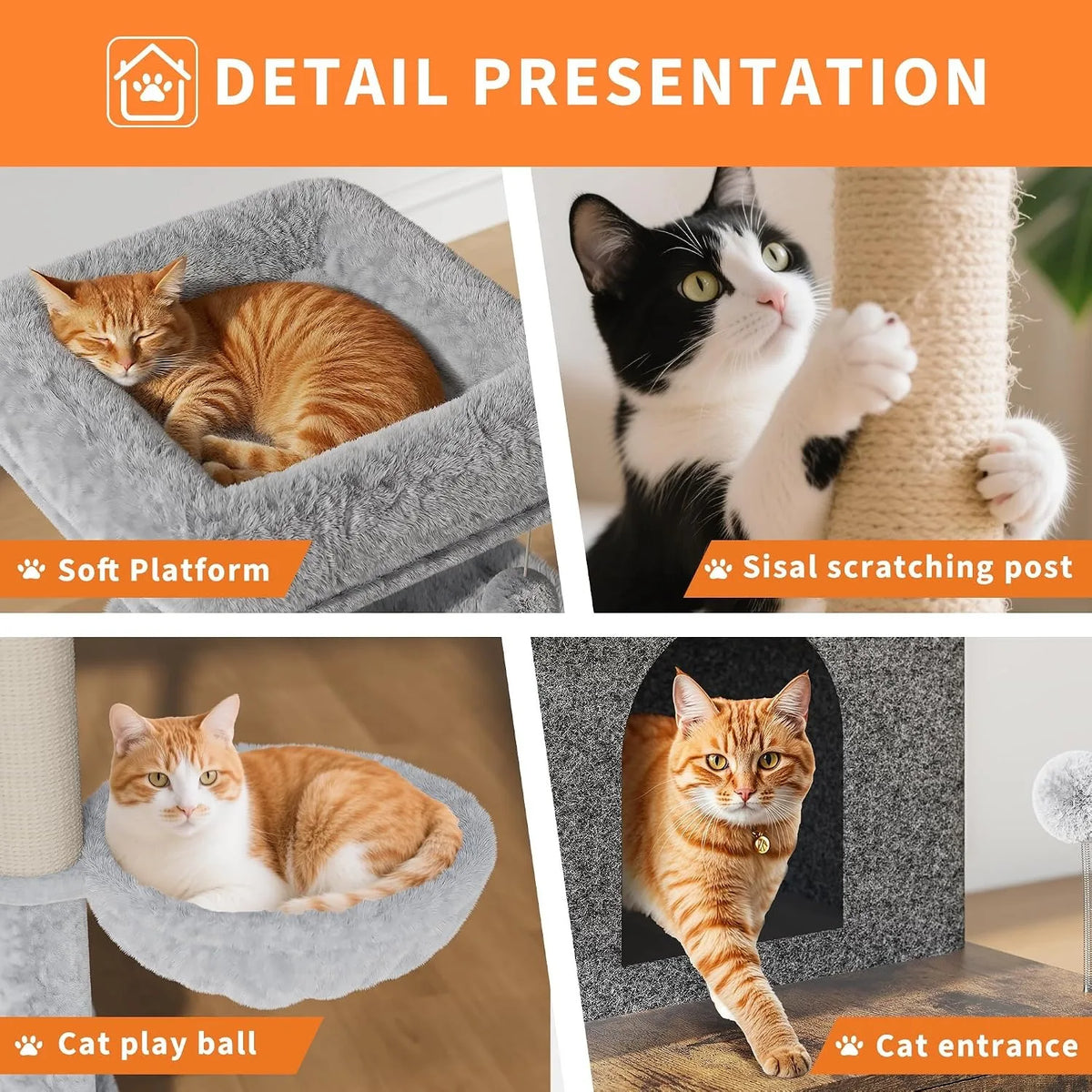 Modern Cat Tree With Hidden Litter Box Condo And Hammock