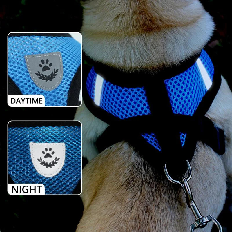 Reflective Adjustable Pet Harness With Leash For Dogs And Cats