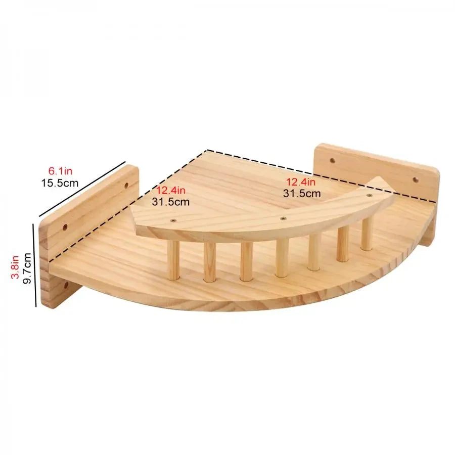 CWV Wall Mounted Corner Cat Wooden Hammock Steps Set