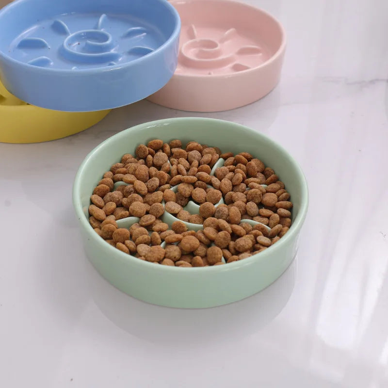 Ceramic Slow Feeder Pet Food Bowl For Cats And Dogs
