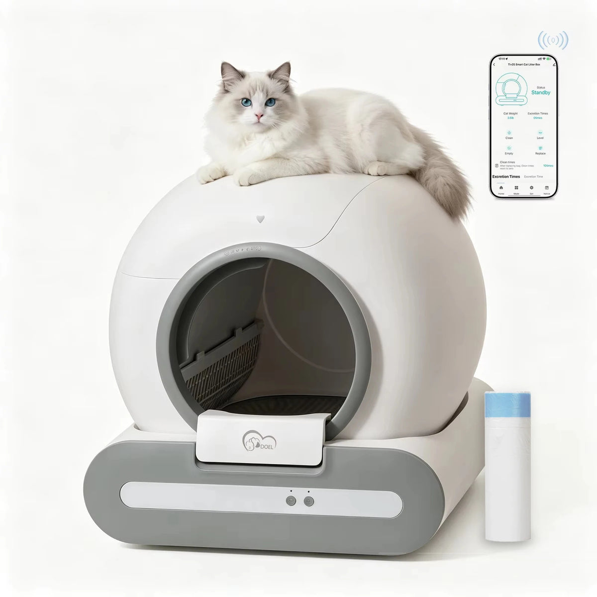 DOEL 2026 New Smart Self-Cleaning Cat Litter Box, 65L Large Space Automatic Cat Toilet, App Control, Only Support 2.4G WiFi, Compatible with Tofu and Mixed Cat Litter, Filter A Included Only, Suitable for Pet Lovers