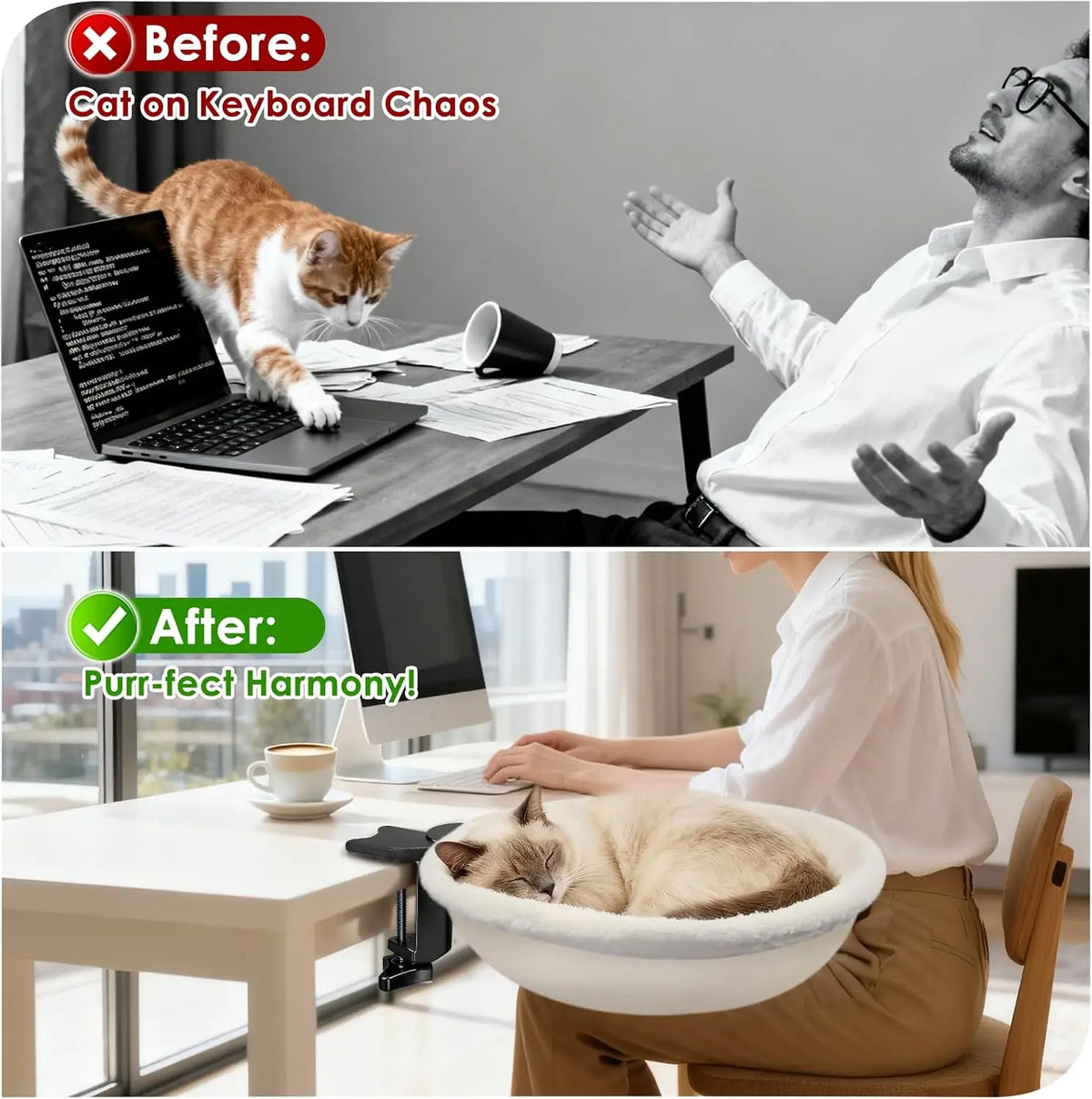 Adjustable Cat Window Perch Hammock Bed For Desk And Home